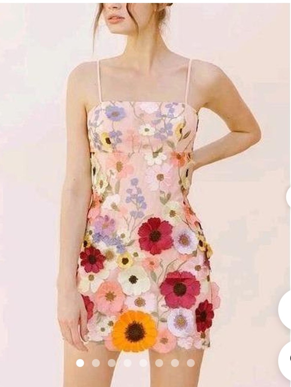 Storia Pink Floral Appliqué Mini Dress